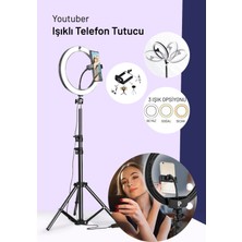 10"inç Ring Light 120 Ledli 24W LED Işıklı Halka + Yaylı Telefon Tutacağı Youtuber Tiktok 2.10