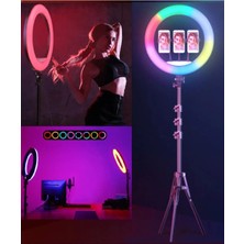 21 Inç Rgb 56CM 100W Mega Boy Ring Light LED Halka, Kuaför ve Makyaj Çekim Işığı