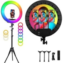 21 Inç Rgb 56CM 100W Mega Boy Ring Light LED Halka, Kuaför ve Makyaj Çekim Işığı