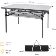 King Camp Kingcamp Granite Plus Xxl Alüminyum Katlanır Kamp Masası Silver