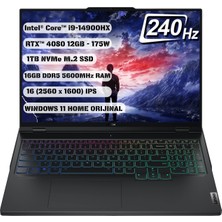 Lenovo Legion Pro 7 16IRX9H - Intel I9-14900HX – 16’’ Wqxga – 16GB – 1 Tb SSD – Rtx 4080– Q Us Ing. Klavye- 1yıl Garanti- 83DE0004US