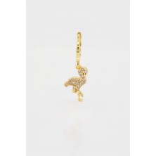 By Zeyna Aksesuar Kadın Kendi Tarzını Oluştur Zirkon Taşlı  Flamingo Figürlü 1 Adet Küpe