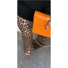Gng Basic Palazzo Şardonlu Leopar Pantolon