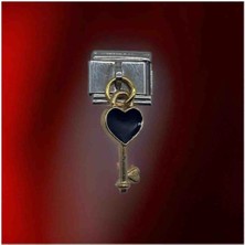 Stainles Steel Italyan Kalp Anahtar Detaylı Charm