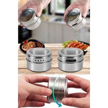 Techno Station 6lı Paslanmaz Çelik Mıknatıslı Baharatlık Seti Yeni Nesil Mıknatıslı Özel Tasarım Baharatlık