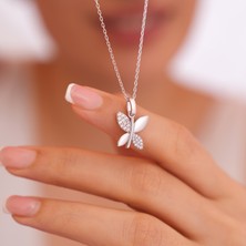 925 Ayar  Radyum Kaplama Swarovski Taşlı Kelek Gümüş Kolye