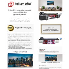 Reklam Ofisi New York, Brooklyn Köprüsü Deniz Şehir Manzaralı Premium Kanvas Tablo