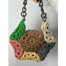 Gönülden Tasarım El Örgüsü Çiçekli Kadın El Çantası 30X27 cm