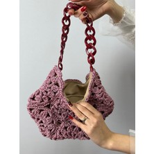 Gönülden Tasarım El Örgüsü Çiçekli Kadın El Çantası 30X27 cm