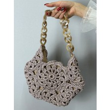 Gönülden Tasarım El Örgüsü Çiçekli Kadın El Çantası 30X27 cm