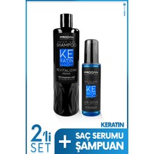 Keratin Şampuan & Şaç Serumu | Parlaklık Verici 2'li Saç Bakım Seti - 400ml + 100 ml