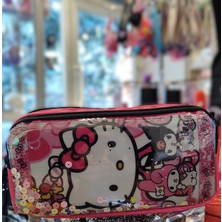 Çocuk Kalem Kutusu Iki Bölümlü Kuromi Hello Kitty Figürlü Pullu