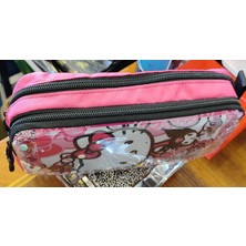 Çocuk Kalem Kutusu Iki Bölümlü Kuromi Hello Kitty Figürlü Pullu