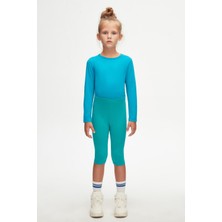 Petrol Basic Kız Çocuk Diz Altı Tayt Kapri