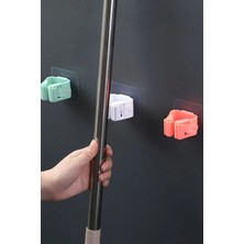 Techno Station Yapışkanlı Pratik Mop Fırça Tutucu 4 Adet Poratif Banyo, Mutfak Askısı