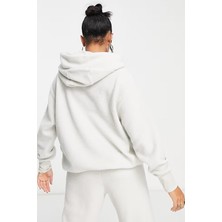 Nike Sportswear Plush Hoodie Sweatshirt Stone Oversize Kadın Geniş Kalıp Peluş Kapüşonlu Sweatshirt Taş