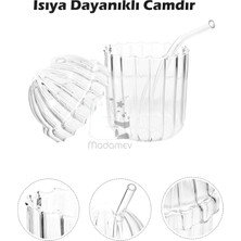 2'li Kübbe Kapaklı Pipetli Bardak Isıya Dayanıklı Eggglass Iskandinav Kahve Sunum Bardağı 430ML Set