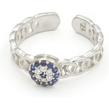 Brezza Lusso Jewelry Nazar Boncuğu Motifli Eklem Gümüş Yüzük