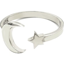 Yıldız ve Hilal Kadın Gümüş Yüzük Ayarlanabilir (11-17)