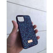 Blockcase Iphone 13/14 Uyumlu Mor Taşlı Parıltılı Işıltılı Simli Elmaslı Telefon Kılıfı