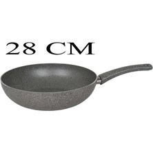 Mehtap Granit Wok Tava 28 cm Cam Kapaklı