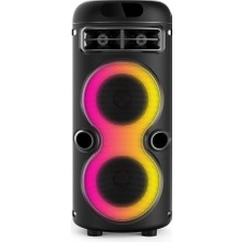 Zore GD-2402 Dijital LED Göstergeli Fm Radyolu Mikrofonlu Rgb Tws Çift 4 Inç Stereo Bass Kablosuz Ka