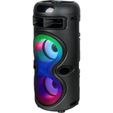 Zore GD-2402 Dijital LED Göstergeli Fm Radyolu Mikrofonlu Rgb Tws Çift 4 Inç Stereo Bass Kablosuz Ka