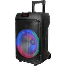 Zore GD-1203 Dijital LED Göstergeli Fm Radyolu Mikrofonlu Rgb Tws 12 Inç Stereo Bass Kablosuz Karaok