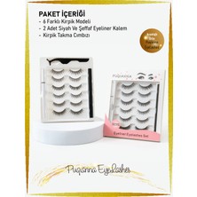 Mis Tedarik 6 FARKLI Çift Doğal Kirpik  ve  2Adet Suya Dayanıklı Yapışkanlı Likit Eyeliner Yapıştırıcı (Siyah VE ŞEFFAF RENK)