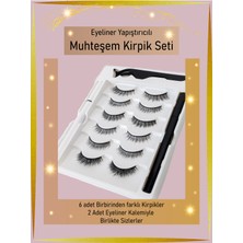 Mis Tedarik 6 FARKLI Çift Doğal Kirpik  ve  2Adet Suya Dayanıklı Yapışkanlı Likit Eyeliner Yapıştırıcı (Siyah VE ŞEFFAF RENK)