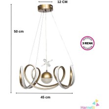 Harnelli 3 Renk Yanabilen Şeker Camlı Modern Ledli Avize