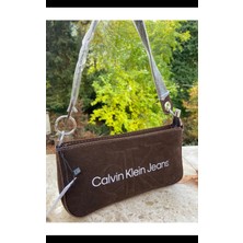 Butik Allbucks Ck, Muadil, Suni Süet Kahverengi Sculpted Baget Omuz Kol Çantası ABCK0001