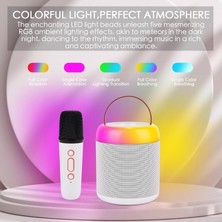 Karaoke Hoparlör 1 Mikrofonlu Taşınabilir Rgb Işıklı Ses Efektli USB Fm Radyo Sd Kart Destekli