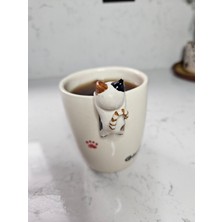 Soli Seramik Seramik El Yapımı Kedi Figürlü Kupa, Balık Desenli, Minimalist, Benzersiz Tasarım, Özel Hediyelik Mug Özel Tasarım