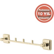 Çelik Banyo Paslanmaz Pirinç Kumru 4’lü Askılık Altın Sarı Gold