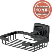 Çelik Banyo Paslanmaz Pirinç Kumru Montajlı Tel Sabunluk Mat Siyah