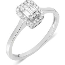 Gümüş Baget Zirkon Taşlı Tektaş Kadın Yüzük