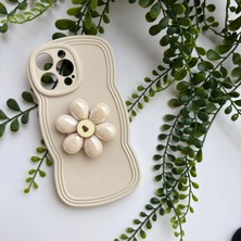 Epa Center Pop Socket Telefon Tutuculu Çift Şekilde Kullanılan Apple iPhone 14 Kılıf Krem