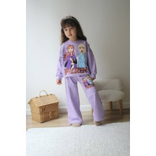 Sacro Kids Frozen Baskılı Eşofman-Sweatshirt 2 Iplik Mevsimlik Kız Çocuk Takım