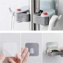 Blue Special 6 Adet Paspas Süpürge Fırça Sap Tutucu ve Mop Askısı Mutfak Banyo Askı Mop Tutucu Banyo Organizer