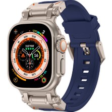 Roketcim Apple Watch Ultra 49MM KRD-101 Titanyum Metal Başlıklı Silikon Kordon