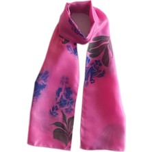 ElifEbru Exclusive Handicrafts Ebru Sanatı El Yapımı Kadın Ipek Fular Pembe Çok Renkli Sümbül Çiçekli Ozlogf 14