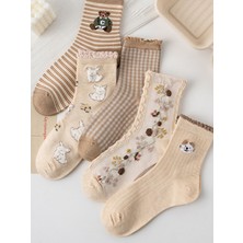 5'li Kadın Çorap, Uzun, Kadın Soket Çorap, Desenli Kadın Çorap, Renkli Desenli Kadın Çorap, Kız Çorabı