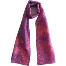 ElifEbru Exclusive Handicrafts Ebru Sanatı El Yapımı Kadın Ipek Fular Pembe Çok Renkli Sümbül Çiçekli Ozlogf 15