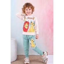 Yağmur Giyim Pjk2i Lion King Desenli Yeşil 2 Ip %100 Pamuk Erkek Çocuk Eşofman Takımı 3-10 Yaş 7425-Y