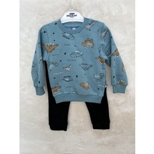 Nurcan Bebe Dinazor Baskılı 3 Iplik Erkek Ikili Takım