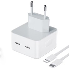 50W Apple Iphone Uyumlu Şarj Cihazı Hızlı Şarj Etme Özelliği Beyaz Şarj Başlığı ve Şarj Kablosu