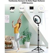 Ring Light 14 Inç Tiktok Youtuber Çekim Tripod Işıklı Telefon Tutucu Makyaj Işığı +2.1 mt Tripod