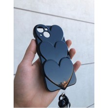 Blockcase Iphone 13 Metalik Siyah Kalpli Charmlı Silikon Telefon Kılıfı