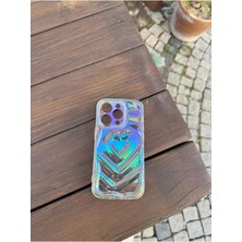 Iphone 14 Kalpli Şeffaf Hologramlı Kabartmalı Telefon Kılıfı